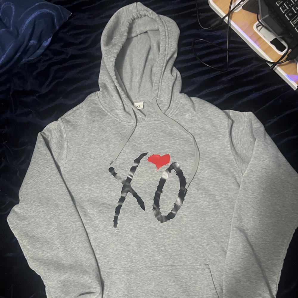 Gray Hoodie with XO Heart Design